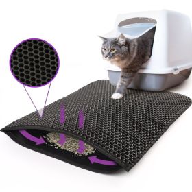 Kitty Cat Litter Mat Trapping Honeycomb Double Layer Design Waterproof Double Layer EVA Cat Litter Pad Waterproof Non-slip Sand Basin Filter Kitt (Option: Black)