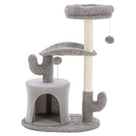 Small Cat Tree Tower, 33 Cat Scratching Post With Curved Bed (Option: Grey)