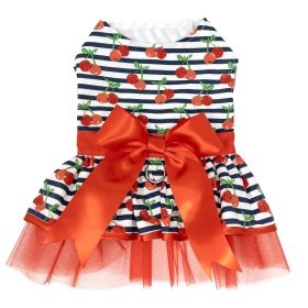 Cherry Stripe Harness Dress with Matching Leash New Spring 2026 (Option: X-Small)